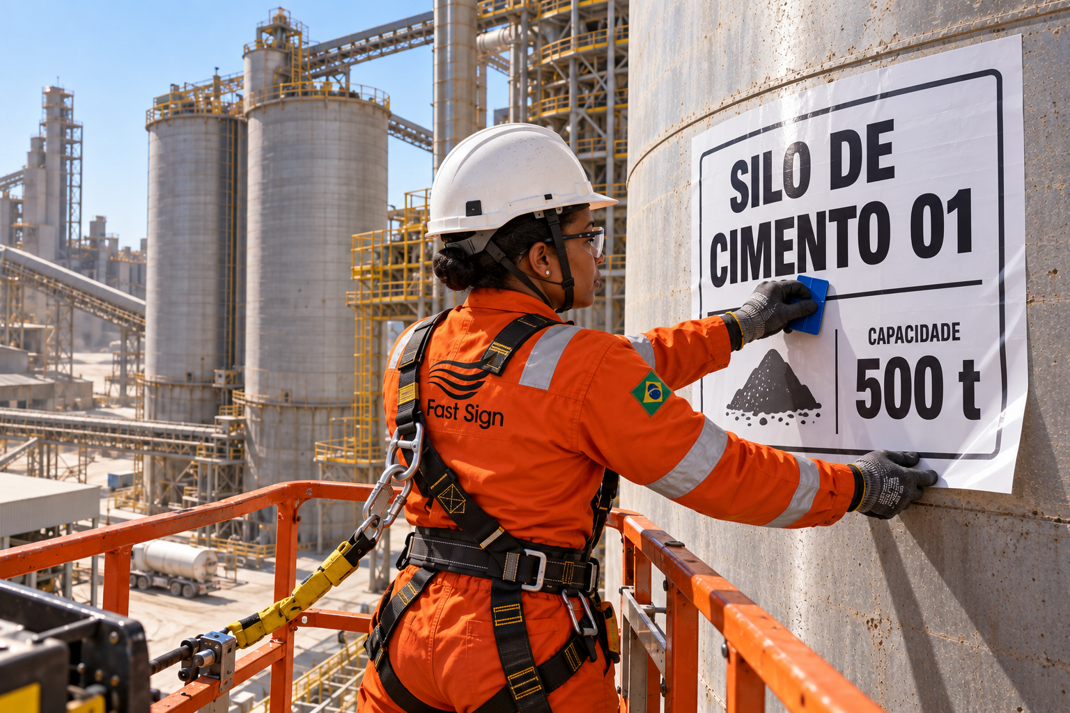 Aplicação in loco: sinalização de silos